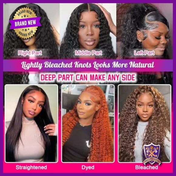 32 Inch Deep Wave Lace Front Wig Human Hair 13x6 HD Transparent Glueless main image 5